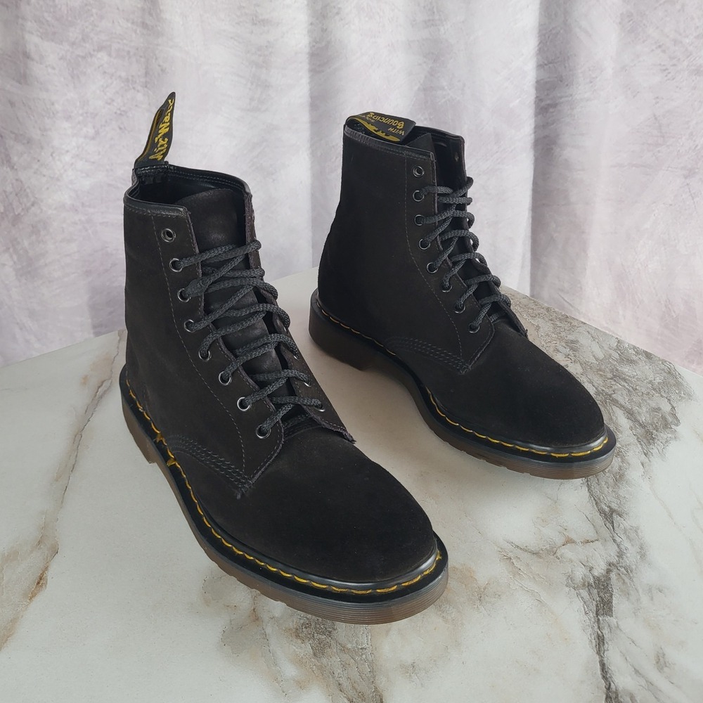 Dr. Martens Utility US Size 13 UK 12 Black Suede Boots Lace UP Ankle England